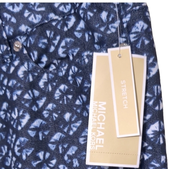 Mk Michael Kors Women's Size 6 Pants Navy Blue White Geometric Tie Dye Pattern - Picture 6 of 14